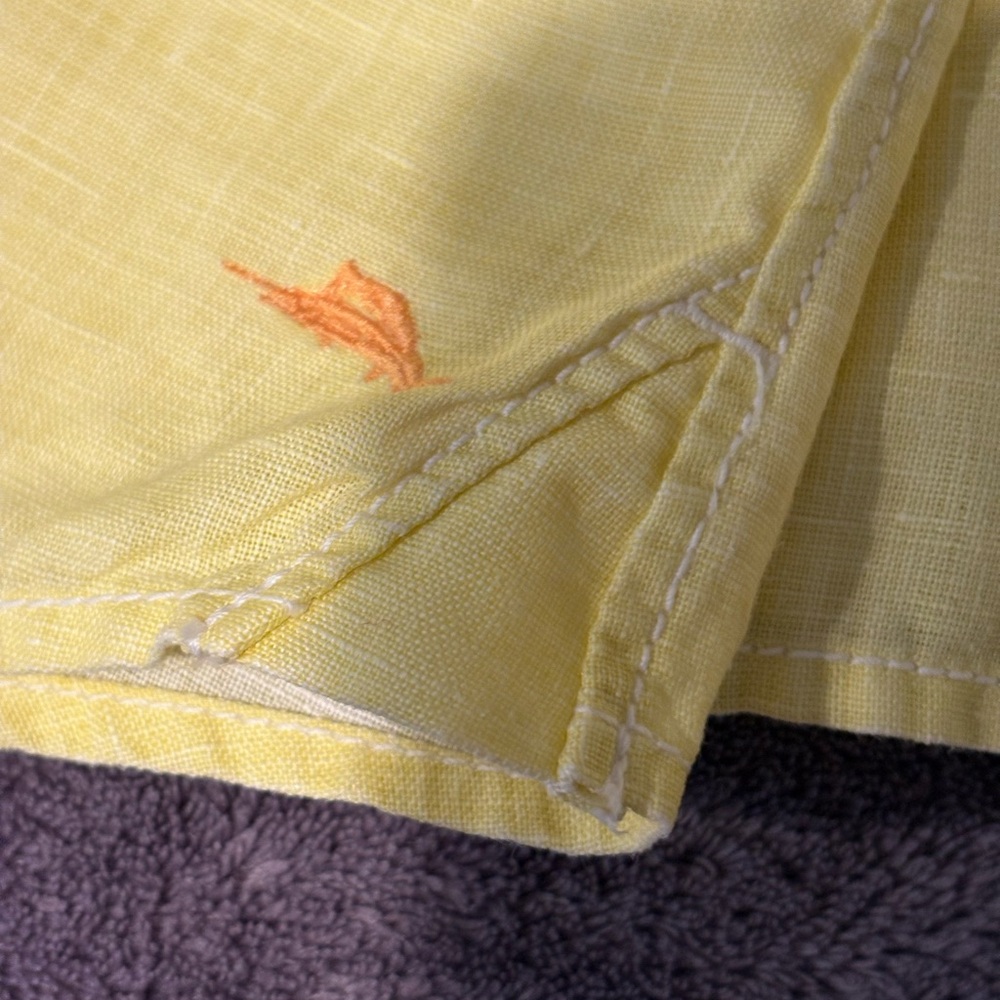 Tommy Bahama Light Yellow Casual Shirt 100% Linen - Picture 12 of 16